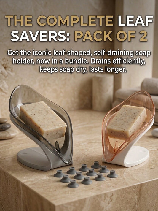 Pack of 2 - Smart Soap Holder Water Drain - Leaf Shape