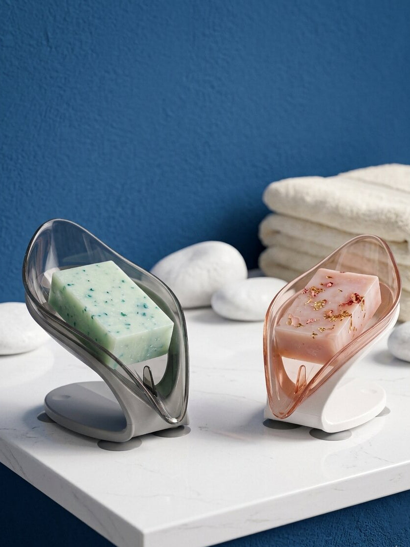 Pack of 2 - Smart Soap Holder Water Drain - Leaf Shape